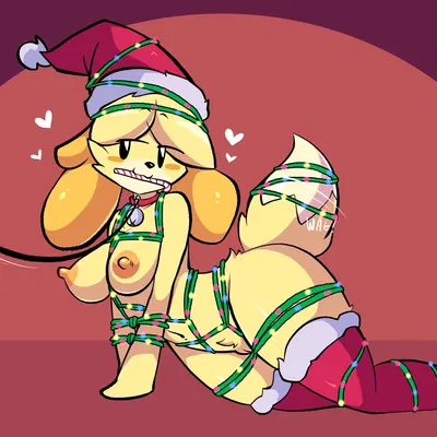 isabelle (animal crossing) (animal crossing, christmas) created by zombiate