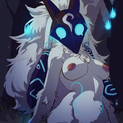 kindred (lol), lamb (lol) (league of legends, riot games) created by nikoyishi