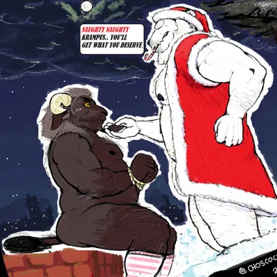 krampus, santa claus (christmas) created by choscocrispis