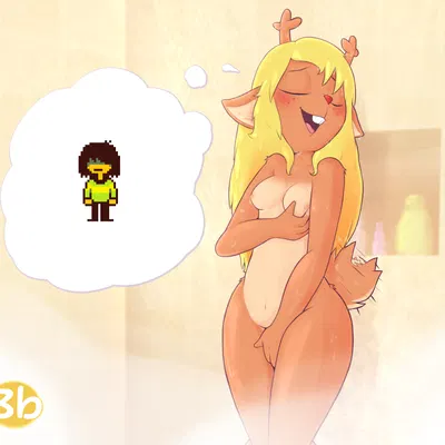 kris dreemurr, noelle holiday (deltarune, undertale (series)) created by bingbingo