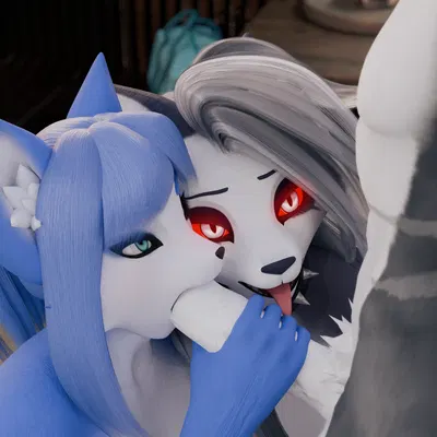 krystal (star fox), loona (helluva boss) (hellaverse, helluva boss) created by furry ghosty