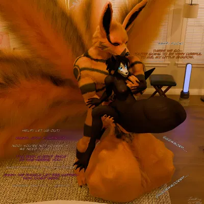 kurama, mal0, scp-1471-a (naruto, scp foundation) created by ionwing