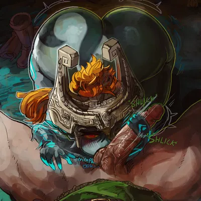 link, midna (nintendo, the legend of zelda) created by alamander