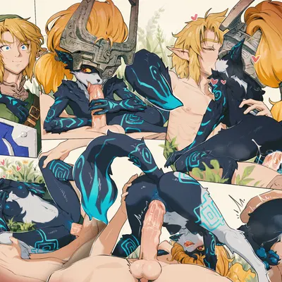 link, midna, wolf midna (nintendo, the legend of zelda) created by butterchalk