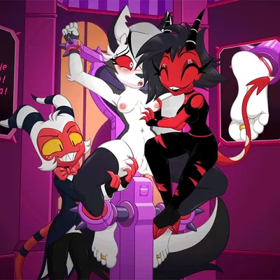 loona (helluva boss), millie (helluva boss), moxxie (helluva boss) (hellaverse, helluva boss) created by caroo