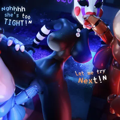 marionette (fnaf), toy bonnie (fnaf), toy freddy (fnaf) (five nights at freddy's, five nights at freddy's 2) created by vincead