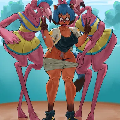 michiru kagemori, the pink flamingos (brand new animal) (brand new animal, studio trigger) created by thedarkzircon