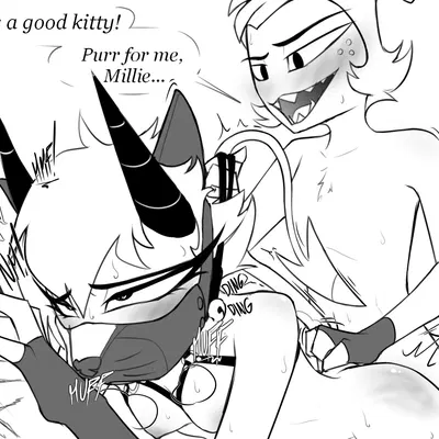 millie (helluva boss), moxxie (helluva boss) (hellaverse, helluva boss) created by potatonebula