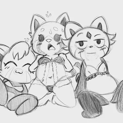 nut (magical girl friendship squad), retsuko, sassparilla (chikn nuggit) (aggretsuko, chikn nuggit) created by doodlehog