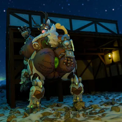 orisa (overwatch), reindeer orisa (overwatch) (blizzard entertainment, overwatch) created by anonymousfm