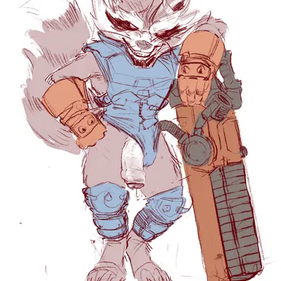 rocket raccoon (guardians of the galaxy, marvel) created by banana da boi
