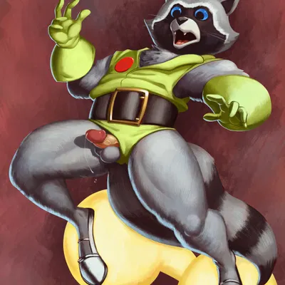 rocket raccoon (guardians of the galaxy, marvel) created by flyttic