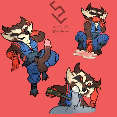 rocket raccoon (guardians of the galaxy, marvel) created by sterlingrizzly