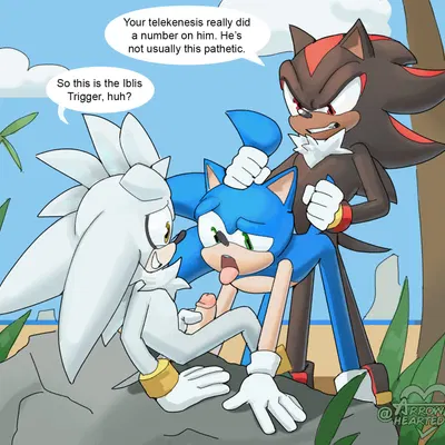shadow the hedgehog, silver the hedgehog, sonic the hedgehog (sega, sonic the hedgehog (series)) created by arrow hearted