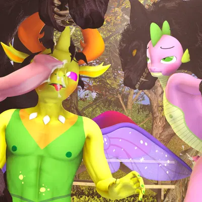 skyrim werewolf, spike (mlp), thorax (mlp) (friendship is magic, hasbro) created by unie