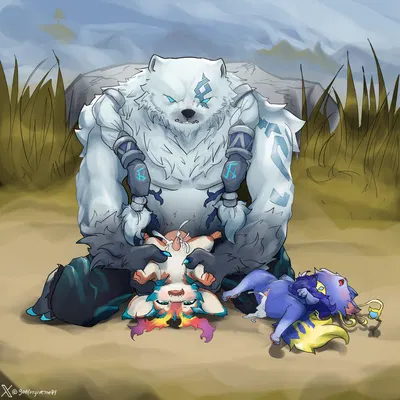 smolder (lol), volibear, yuumi (lol) (league of legends, mythology) created by godforgiveme4