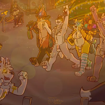 aaron (kitsunelegend), brave (dbravefurry113), hayley (otterlyinspired) (christmas) created by judasthesinner