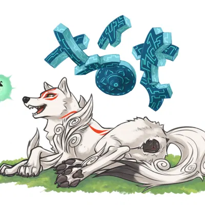 amaterasu (okami), issun (okami) (capcom, okami (capcom)) created by niffad