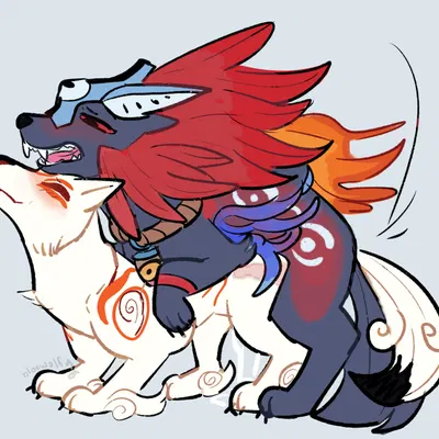 amaterasu (okami), oki (okami) (capcom, okami (capcom)) created by bloowolfy