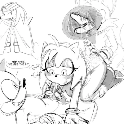 amy rose, knuckles the echidna, miles prower (dragon ball, sega) created by omegahaunter