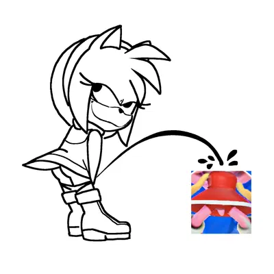 amy rose (peeing calvin, sega) created by lettuce (artist)