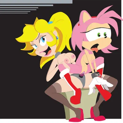 amy rose, princess peach (mario bros, nintendo) created by monkeycheese