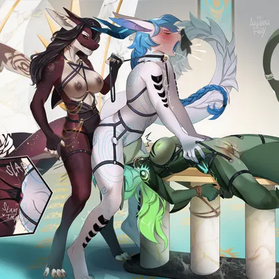 aurora (kamikazekit), rose (kamikazekit), sierra (tundradragon) (mythology) created by ariannafray pr