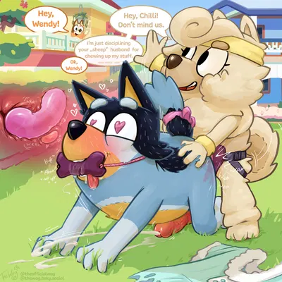 bandit heeler, chilli heeler, wendy (bluey) (bluey (series)) created by the-wag