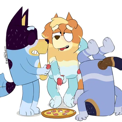 bandit heeler, radley heeler, stripe heeler (bluey (series)) created by mathliker 314