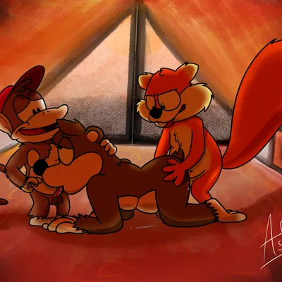 banjo (banjo-kazooie), conker, diddy kong (banjo-kazooie, conker's bad fur day) created by squirrelfromthesouth