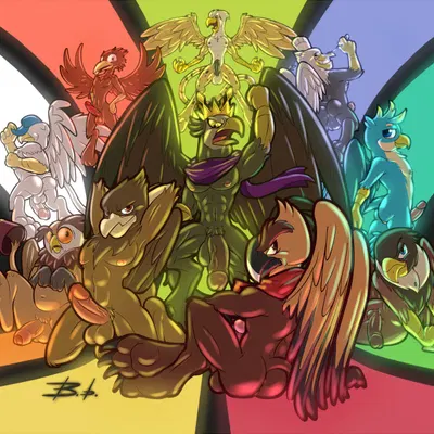 blackbeak (mlp), coach klaus (mlp), firegem (mlp) (friendship is magic, hasbro) created by bassybefuddle