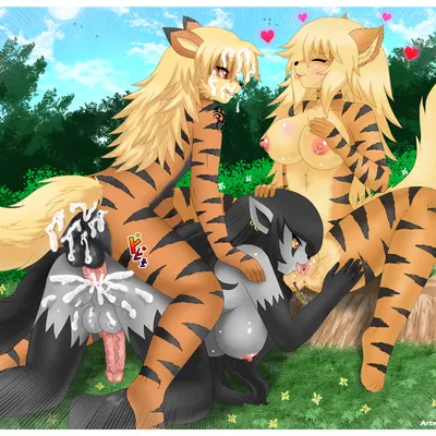 blaze (alfato), mike (alfato), nanami (themeepguy) (nintendo, pokemon) created by shinn