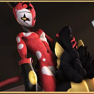 blitzo (helluva boss), luxus (luxray) (hellaverse, helluva boss) created by derpyz2