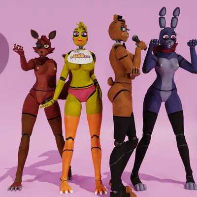 bonnie (fnaf), chica (fnaf), foxy (fnaf) (five nights at freddy's, scottgames) created by thegreenblacksoul