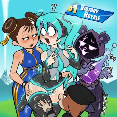 chun-li, godzilla, hatsune miku (capcom, epic games) created by tdtbaa