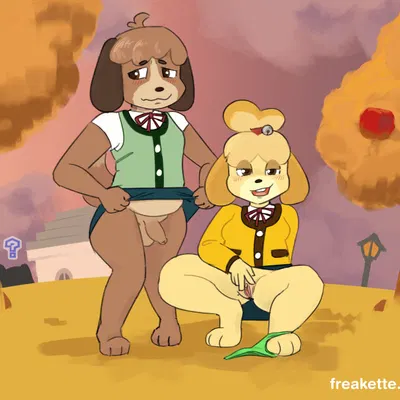 digby (animal crossing), isabelle (animal crossing) (animal crossing, nintendo) created by freakette