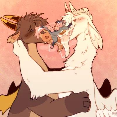 fern (cowcollar), flaumy, milo (cowcollar) (mythology) created by cowcollar