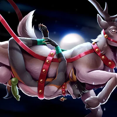 fin the fox, rudolph the red-nosed reindeer (christmas) created by meowcephei