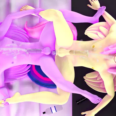 fluttershy (mlp), twilight sparkle (mlp) (friendship is magic, hasbro) created by unie