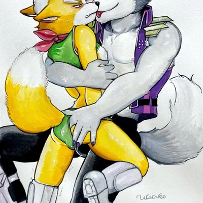 fox mccloud, wolf o'donnell (nintendo, star fox) created by ulala ko