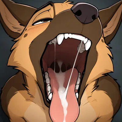 German Shepherd Anthro Male Nude With Cum In Mouth And On Tongue