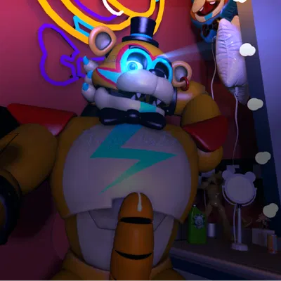 glamrock freddy (five nights at freddy's, five nights at freddy's: security breach) created by thegremlinboi