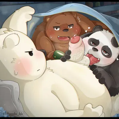grizzly (we bare bears), ice bear (we bare bears), panda (we bare bears) (cartoon network, we bare bears) created by 96panda