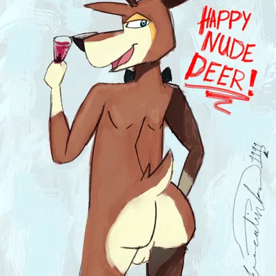 happy nude deer, new year created by greatink1999