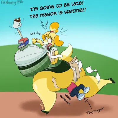 isabelle (animal crossing), villager (animal crossing) (animal crossing, nintendo) created by eternitythelabb0