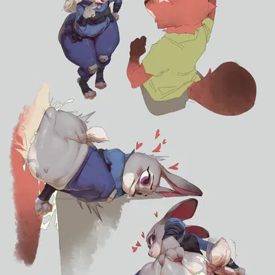 judy hopps, nick wilde (disney, zootopia) created by cha tuo yan
