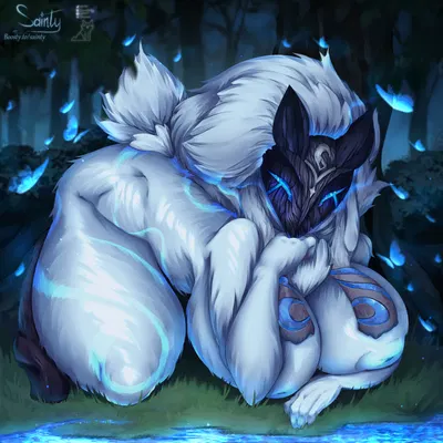 kindred (lol), lamb (lol) (league of legends, riot games) created by sainty