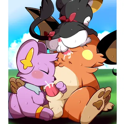 kiseki (asleepycat3654), piku, zeustheraichu (nintendo, pokemon) created by fieryfur