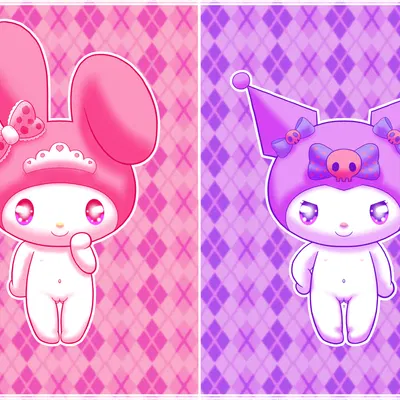 kuromi, my melody (onegai my melody, sanrio) created by hamtaroso