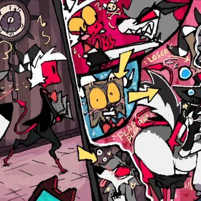 loona (helluva boss), moxxie (helluva boss), vortex (helluva boss) (hellaverse, helluva boss) created by roksim